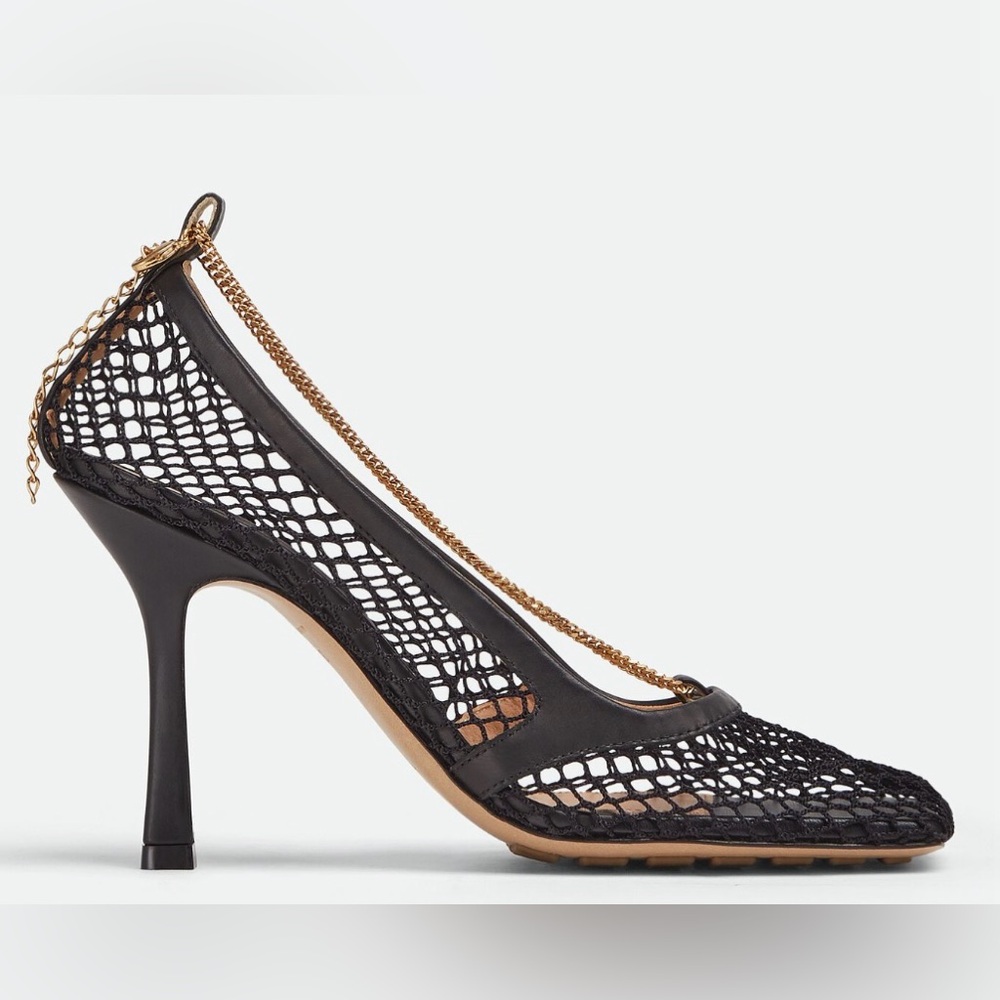 Bottega Veneta Black Mesh Chain-Trim Pump